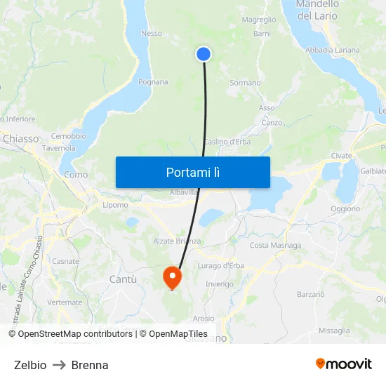 Zelbio to Brenna map