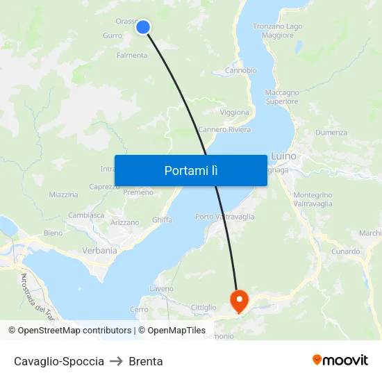 Cavaglio-Spoccia to Brenta map