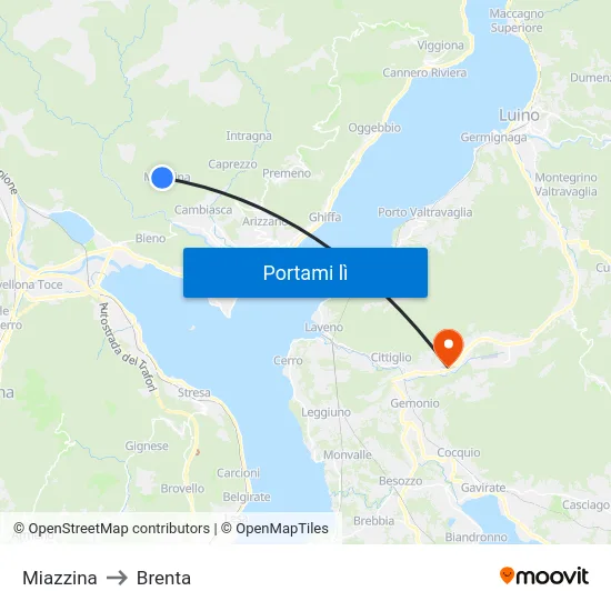 Miazzina to Brenta map