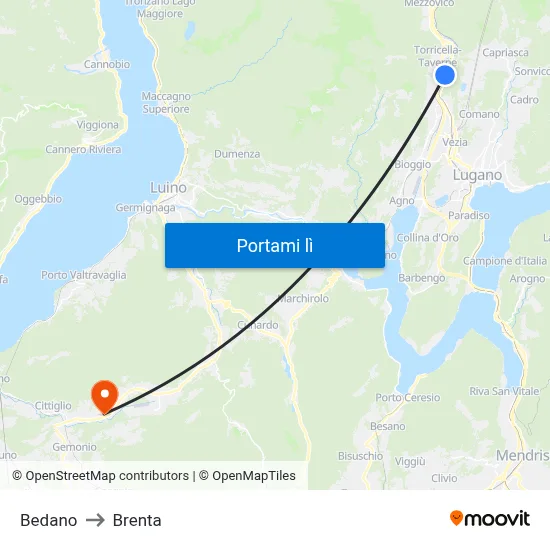 Bedano to Brenta map
