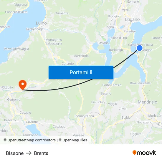 Bissone to Brenta map