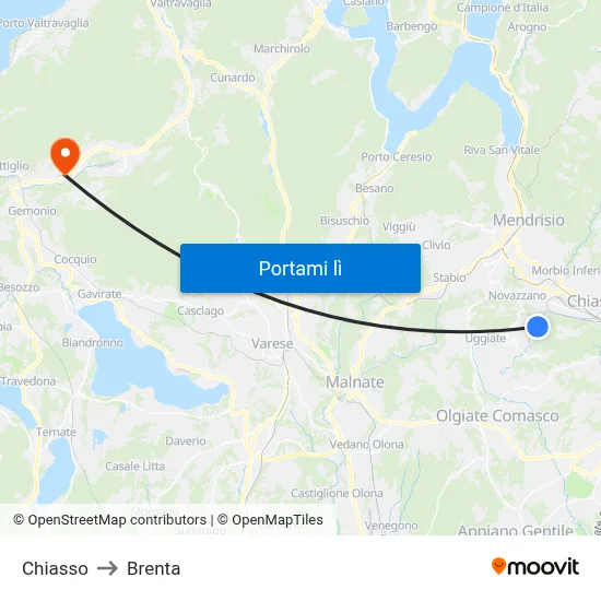 Chiasso to Brenta map