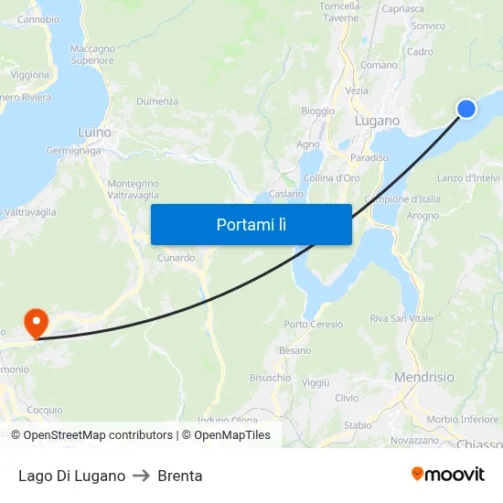 Lago Di Lugano to Brenta map
