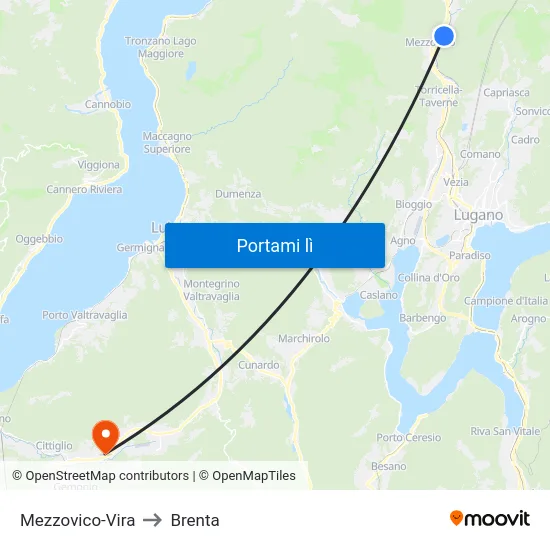 Mezzovico-Vira to Brenta map