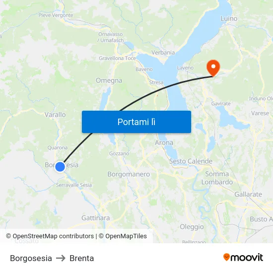 Borgosesia to Brenta map