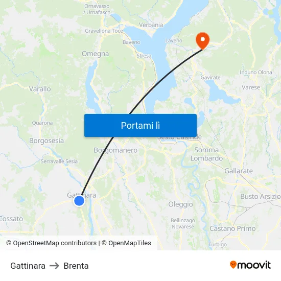 Gattinara to Brenta map