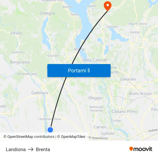Landiona to Brenta map