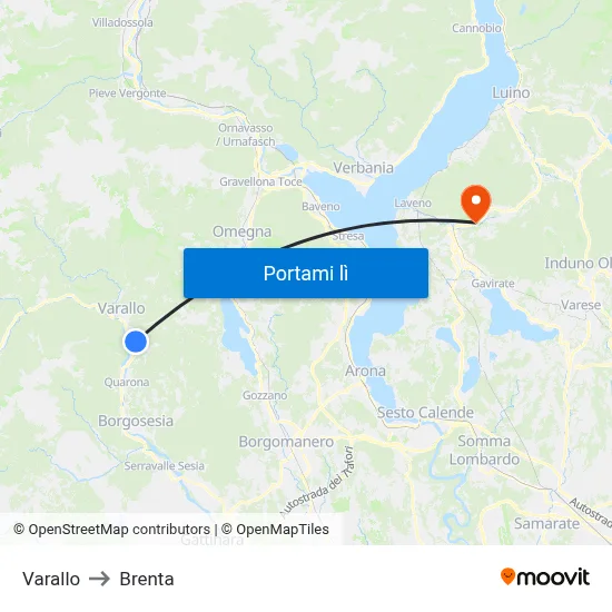 Varallo to Brenta map