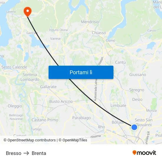 Bresso to Brenta map