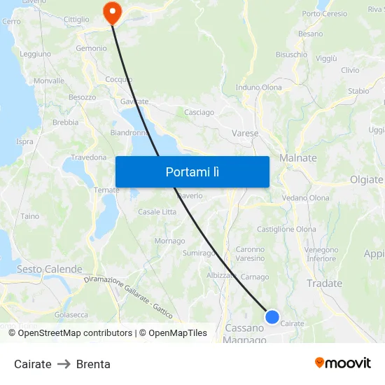 Cairate to Brenta map