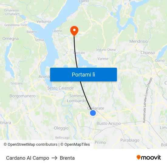 Cardano Al Campo to Brenta map