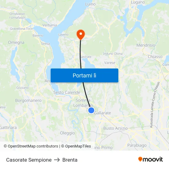 Casorate Sempione to Brenta map