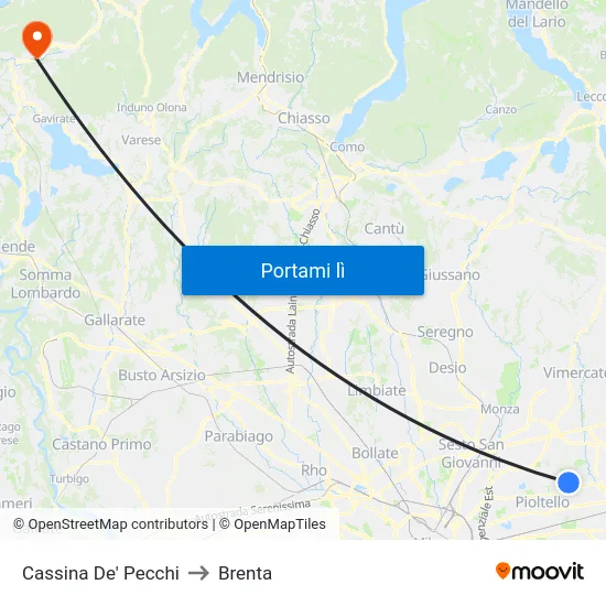 Cassina De' Pecchi to Brenta map