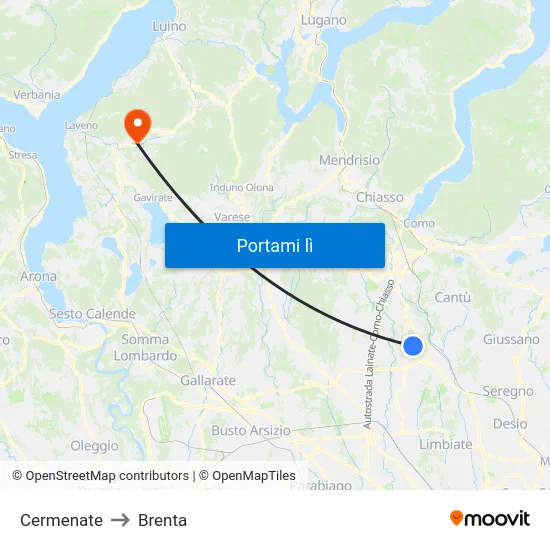 Cermenate to Brenta map