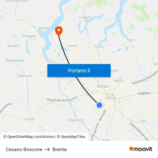 Cesano Boscone to Brenta map