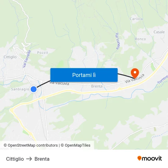 Cittiglio to Brenta map