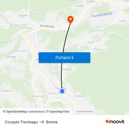 Cocquio-Trevisago to Brenta map