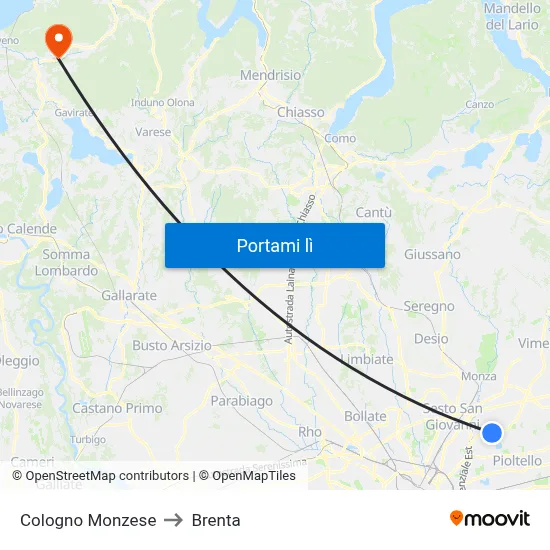 Cologno Monzese to Brenta map