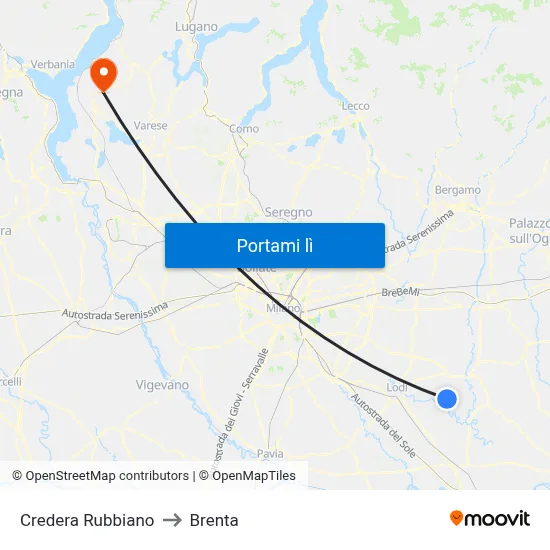 Credera Rubbiano to Brenta map
