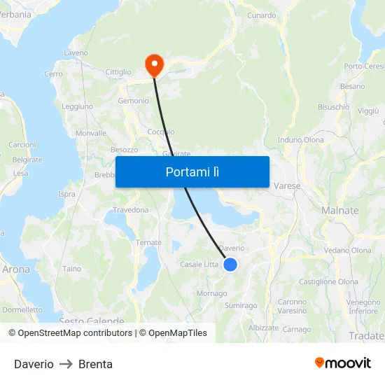Daverio to Brenta map