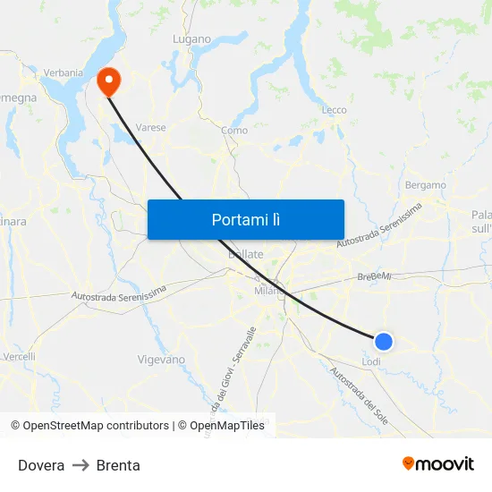 Dovera to Brenta map