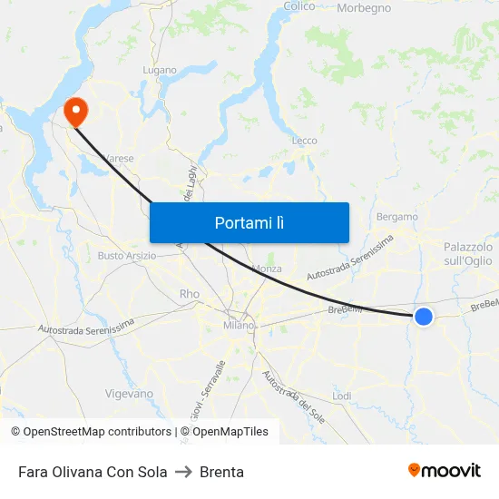 Fara Olivana Con Sola to Brenta map