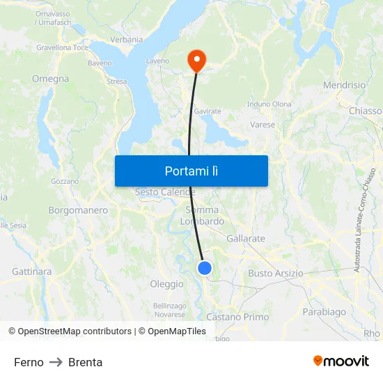Ferno to Brenta map
