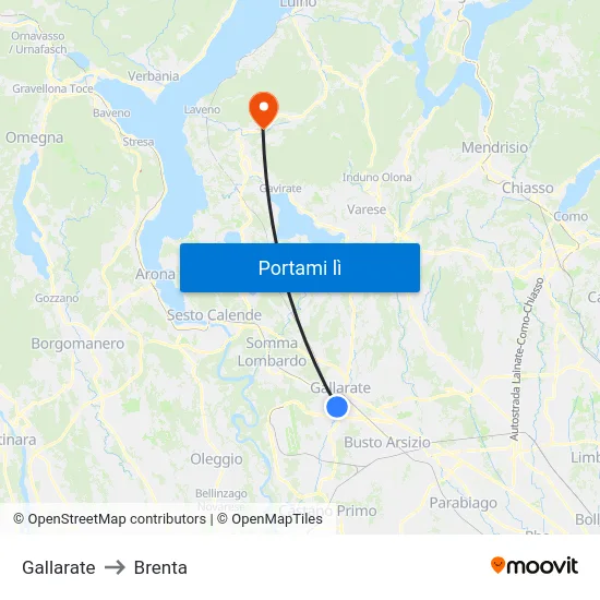 Gallarate to Brenta map