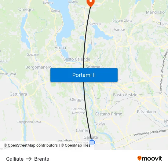 Galliate to Brenta map