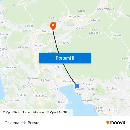 Gavirate to Brenta map