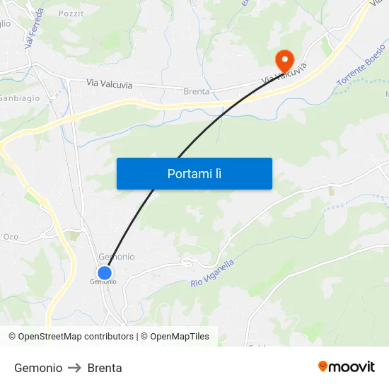 Gemonio to Brenta map