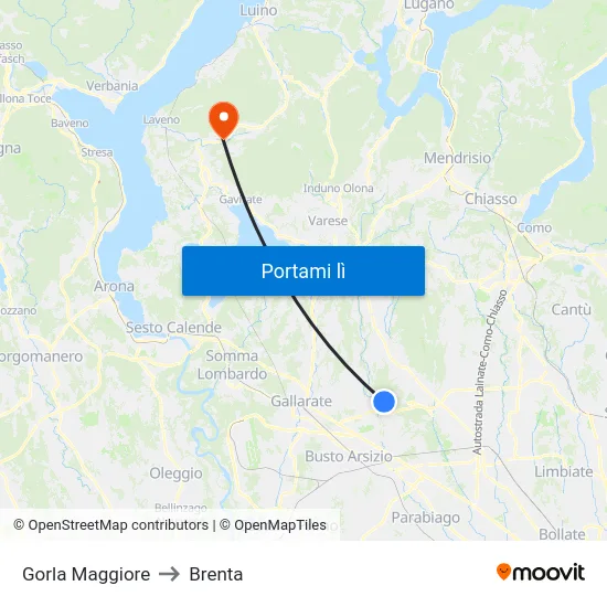 Gorla Maggiore to Brenta map