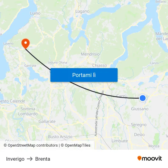 Inverigo to Brenta map