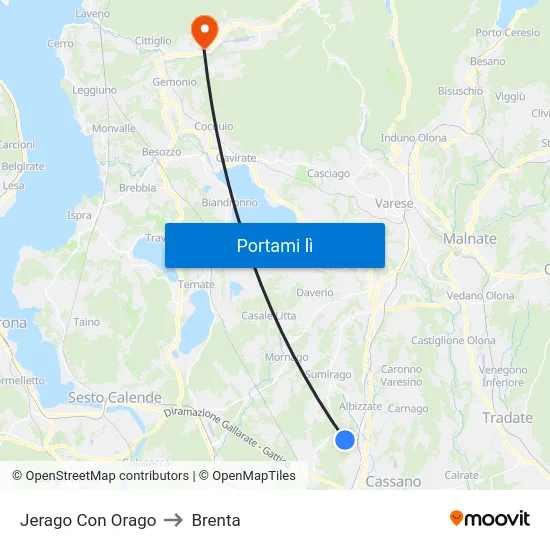 Jerago Con Orago to Brenta map