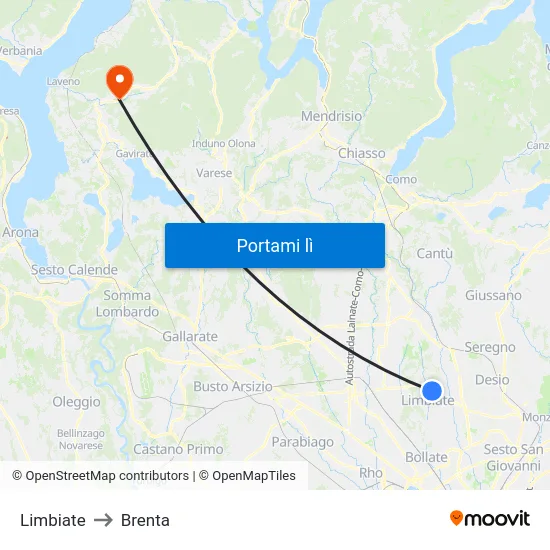 Limbiate to Brenta map
