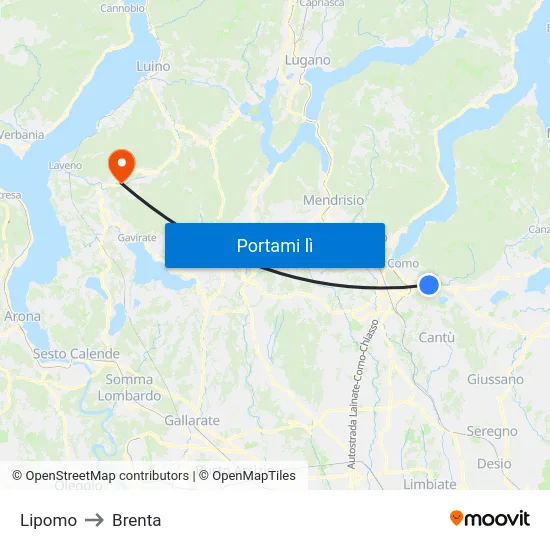 Lipomo to Brenta map