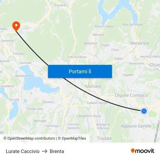 Lurate Caccivio to Brenta map