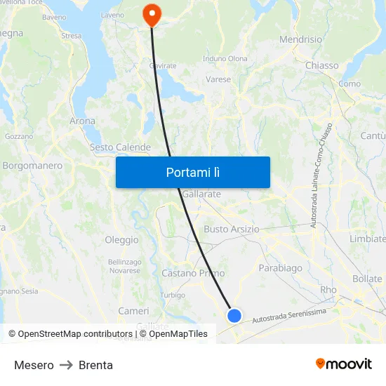 Mesero to Brenta map