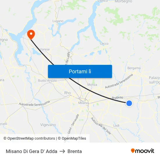 Misano Di Gera D' Adda to Brenta map