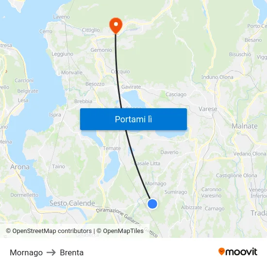 Mornago to Brenta map