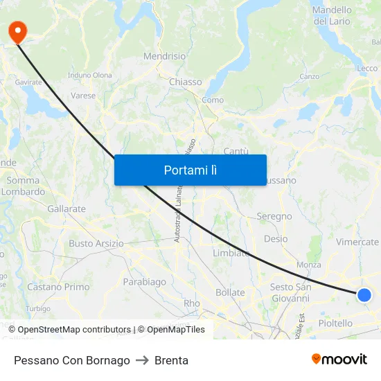 Pessano Con Bornago to Brenta map