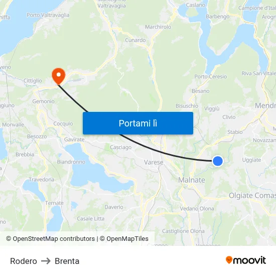 Rodero to Brenta map