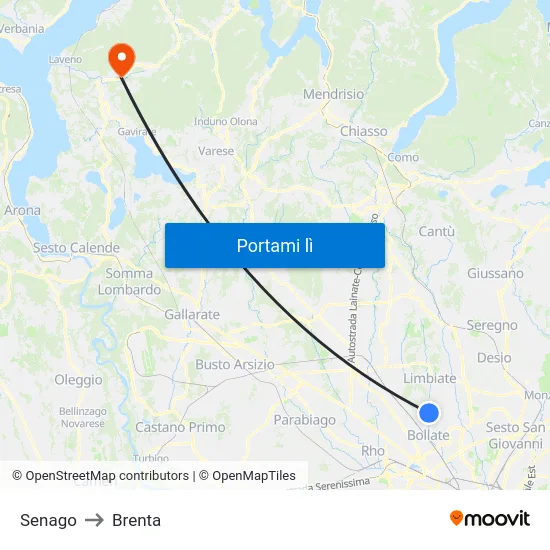 Senago to Brenta map