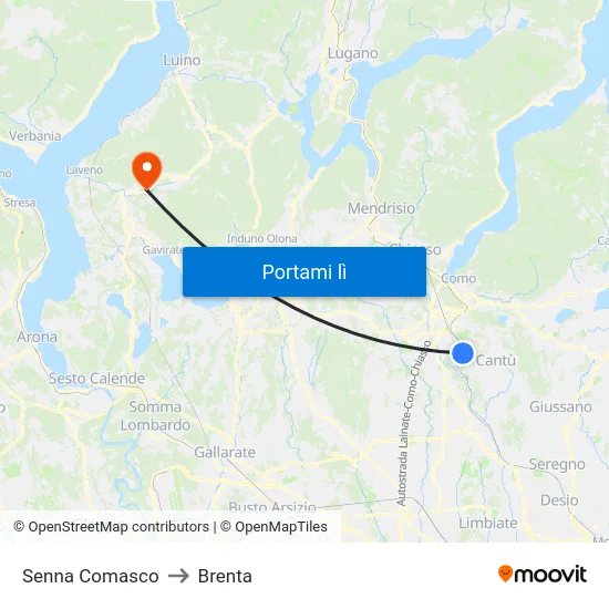Senna Comasco to Brenta map
