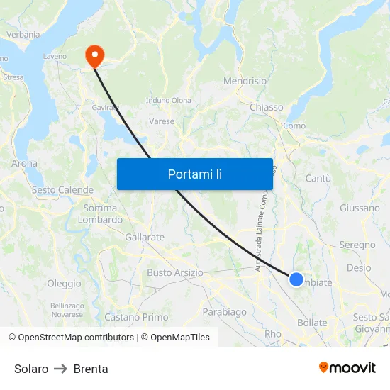 Solaro to Brenta map