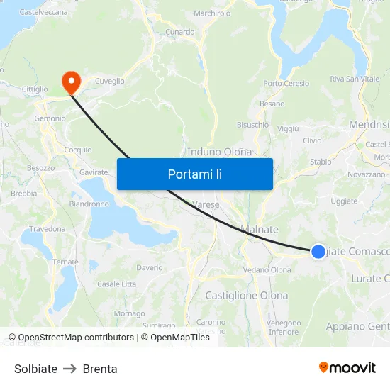 Solbiate to Brenta map