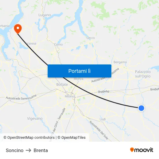 Soncino to Brenta map