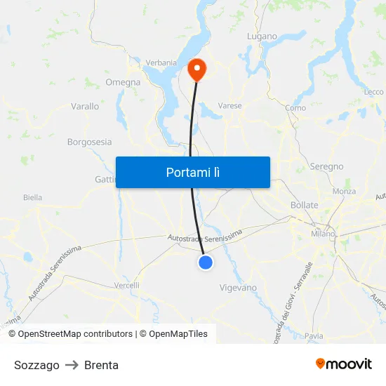 Sozzago to Brenta map