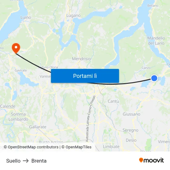 Suello to Brenta map
