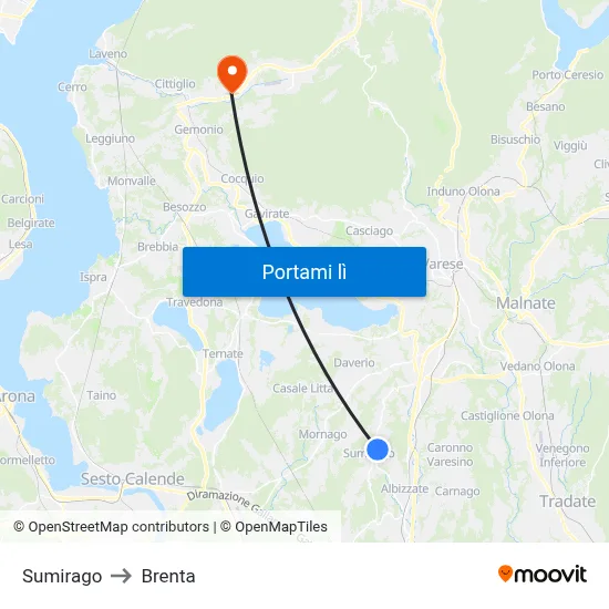 Sumirago to Brenta map